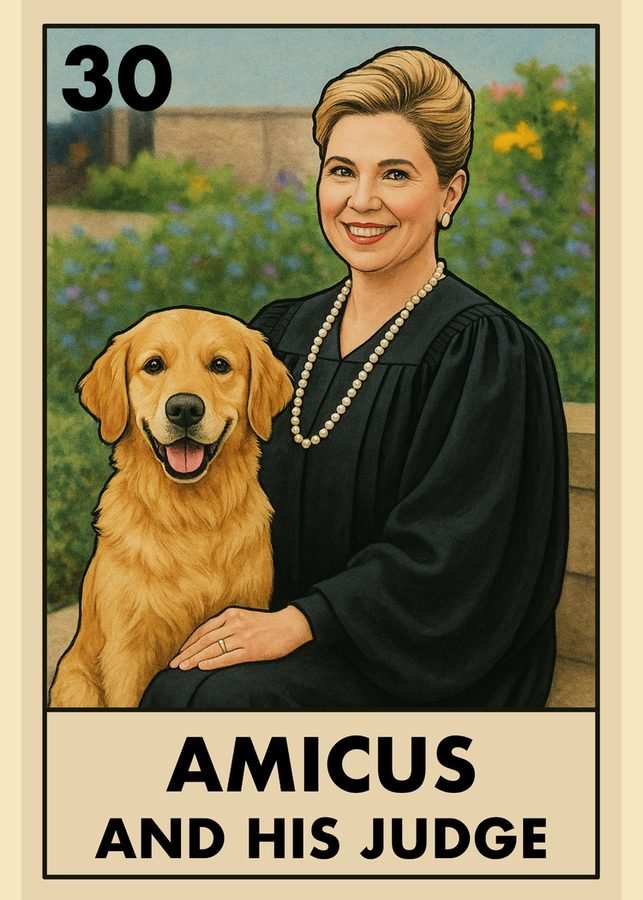 Amicus and His Judge lotería card